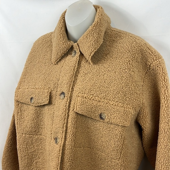 Joie Sherpa Fleece Teddy Shirt Brown Boxy Shacket Oversized Jacket Size S - NEW - Picture 4 of 9